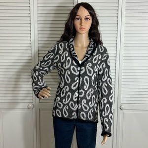 Peru Etnico 100% Alpaca Paisley Cardigan Sweater Medium